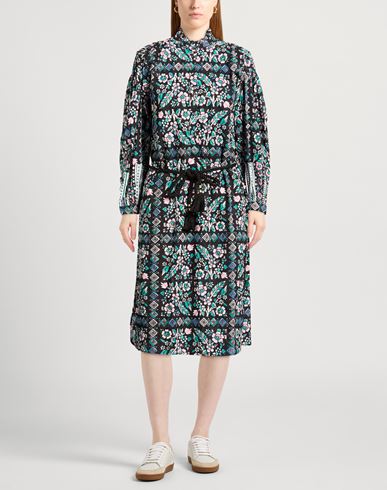 Woman Midi dress Black Size 8 Cotton