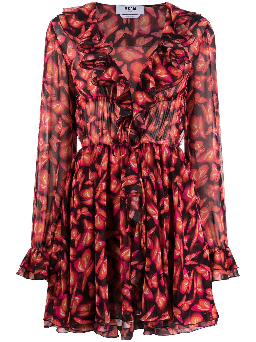 Butterfly pattern mini dress - Pink
