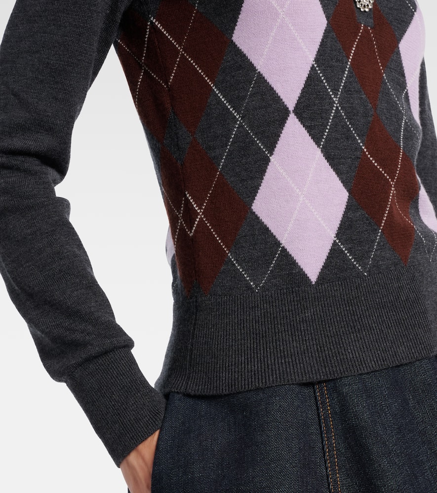 Argyle wool polo sweater