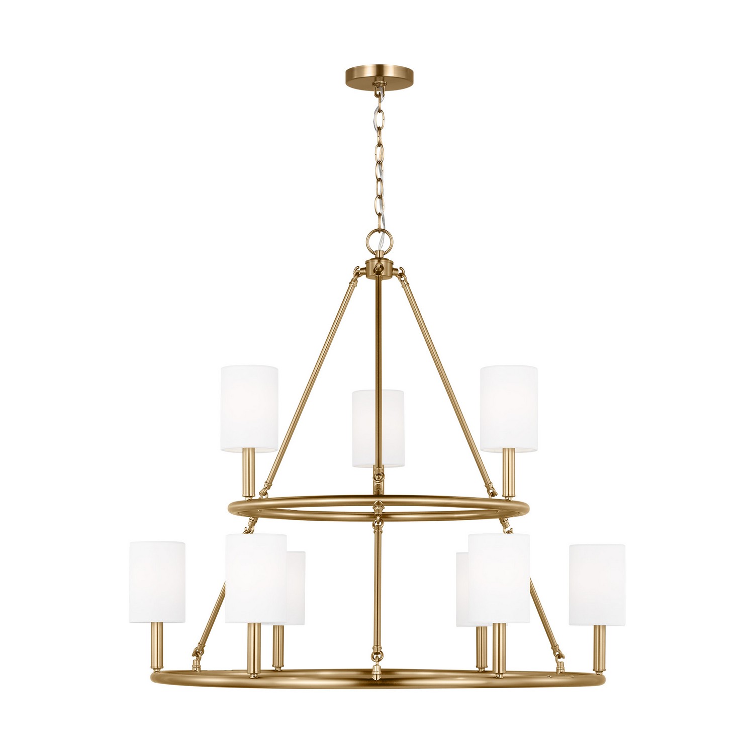 Satin Brass Nine Light Chandelier from the Egmont Collection