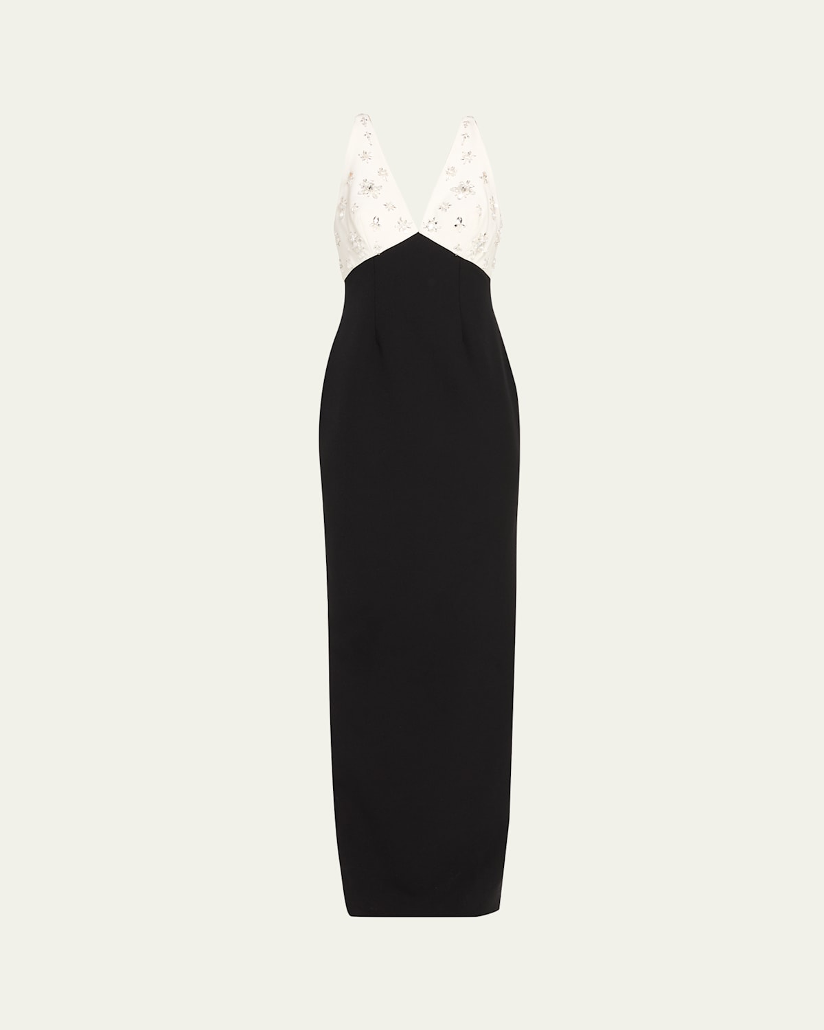 Crystal Colorblock Crepe Column Gown
