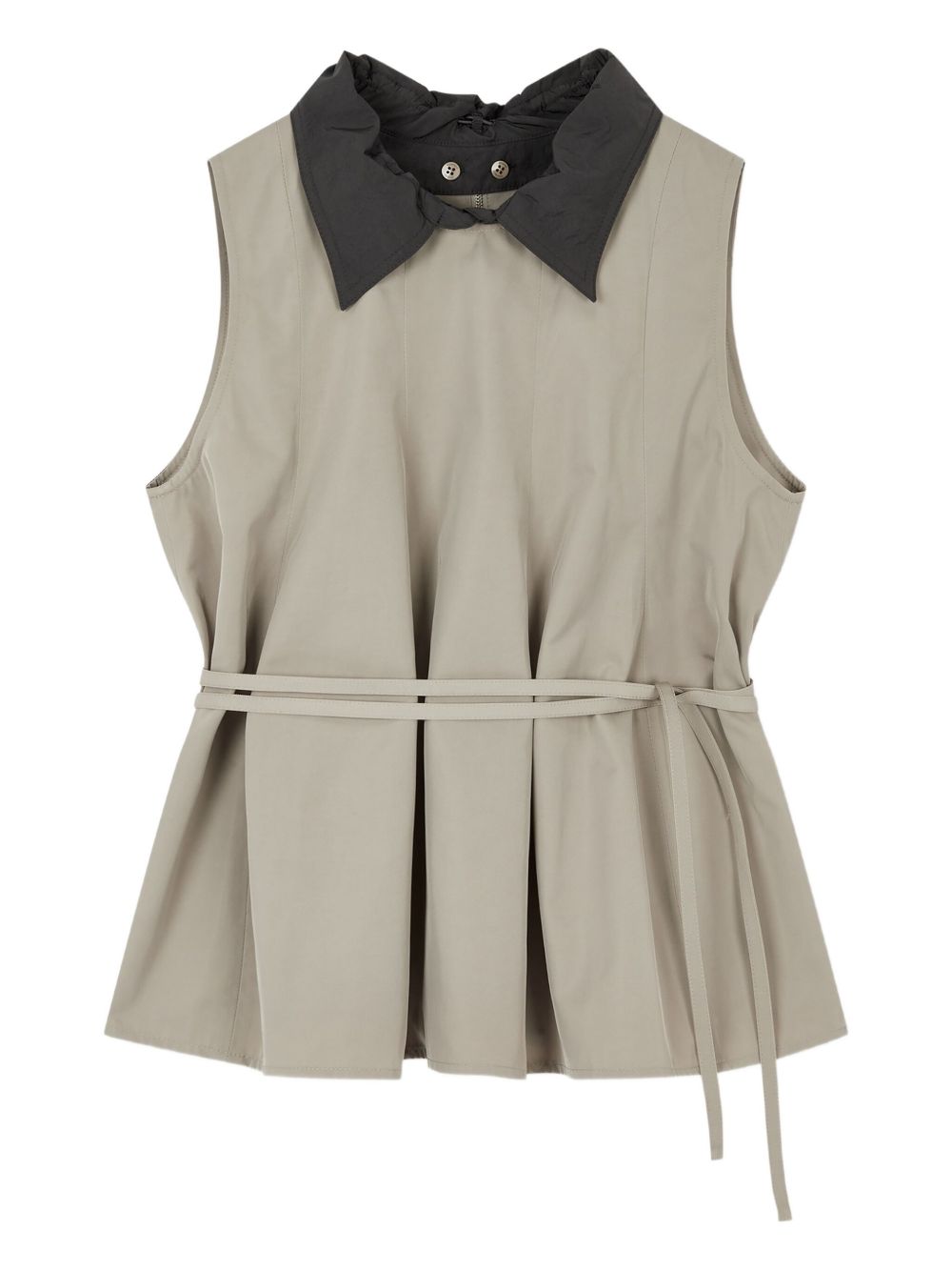Pleated sleeveless blouse - Grey