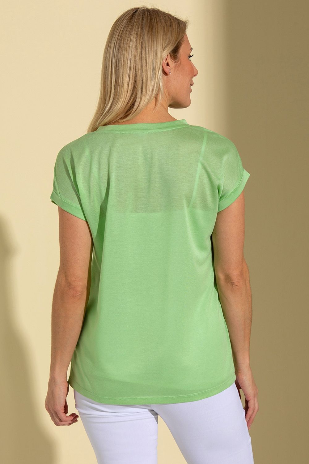 Klass. Women's Embellished Jersey Top in Bright Green | : Mediu