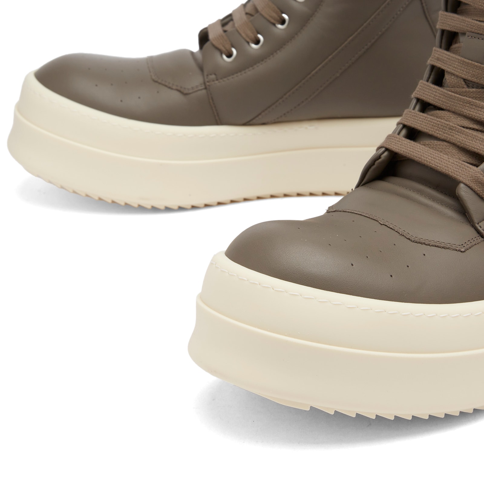 Rick Owens Men's Leather Geobasket Sneakers in Dust/Dust/Milk