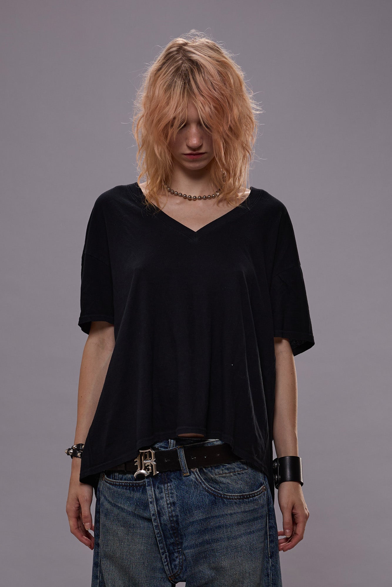 R13 Relaxed Cashmere V-Neck - Black