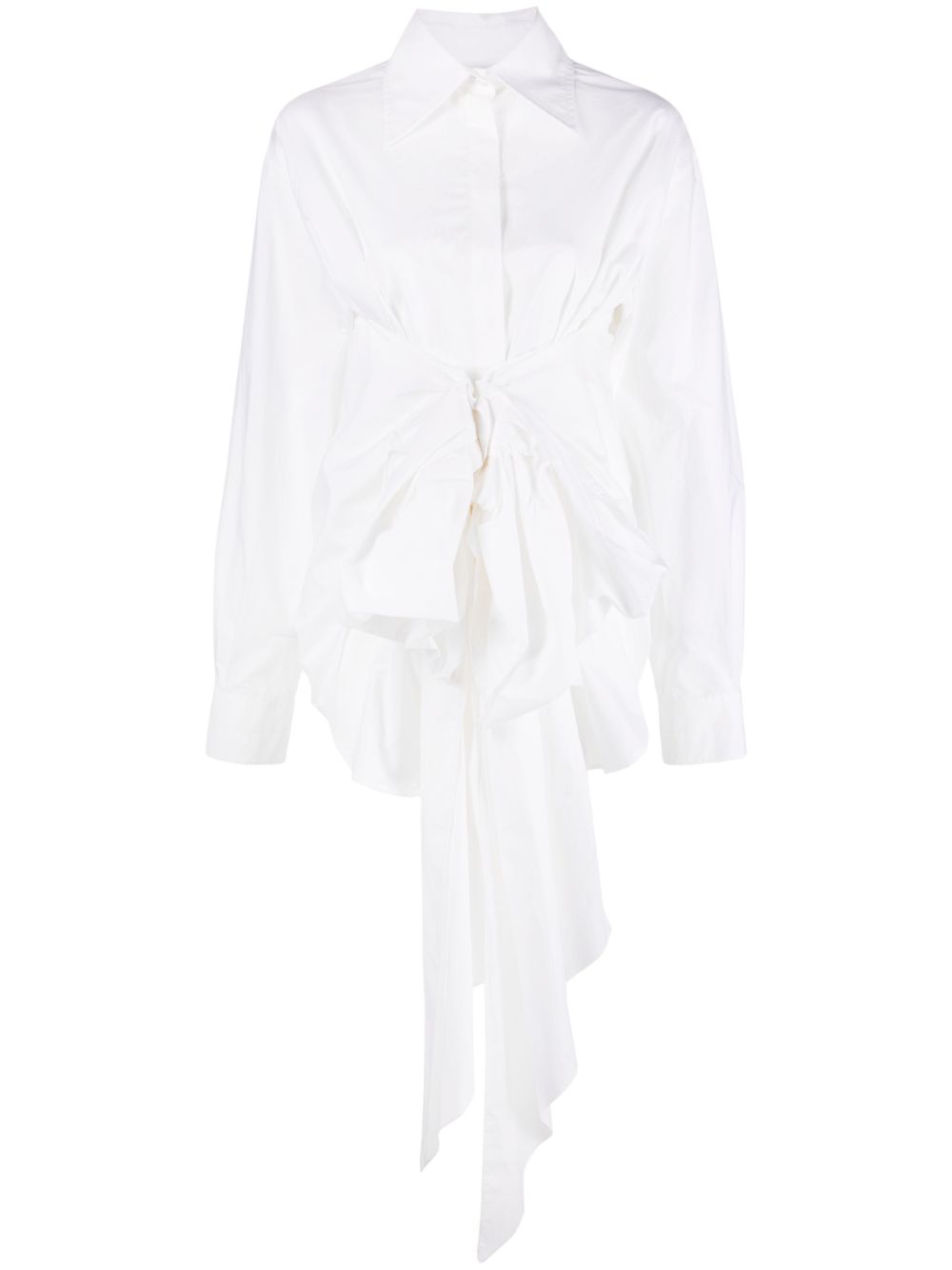 Draped-detail cotton shirt - White