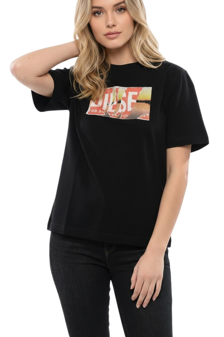 Black Graphic Crew Neck T-Shirt