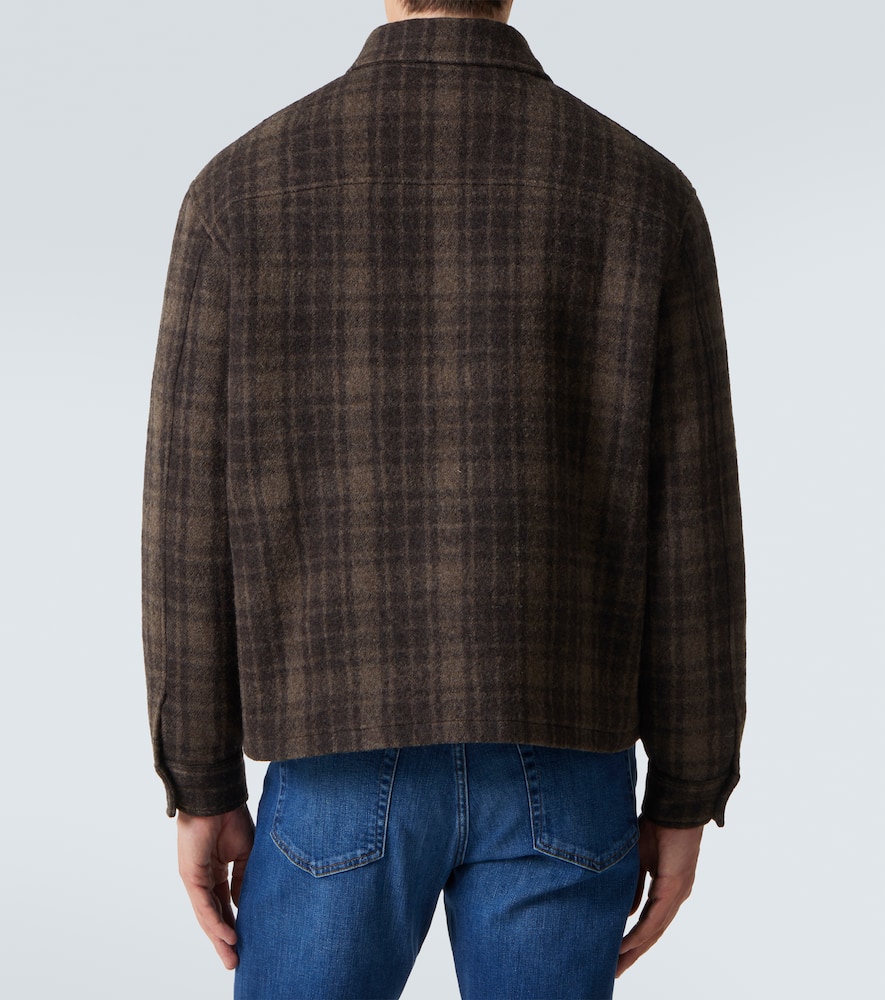 Checked virgin wool blouson jacket