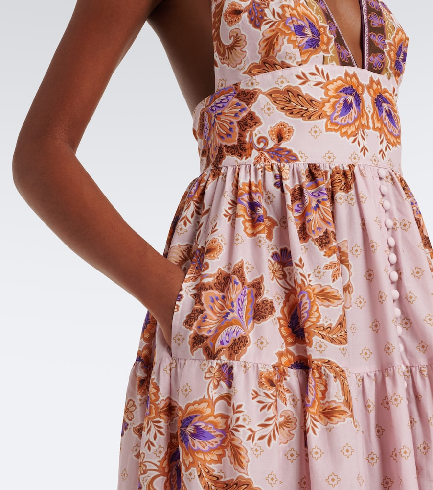 Clover printed cotton and silk maxi dress