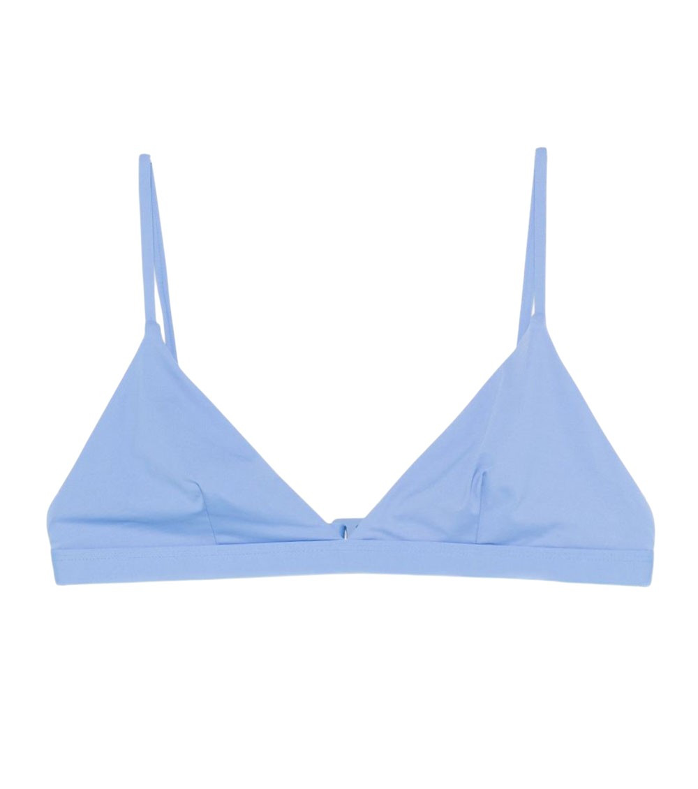 Blue Solid Bikini Top Swimwear