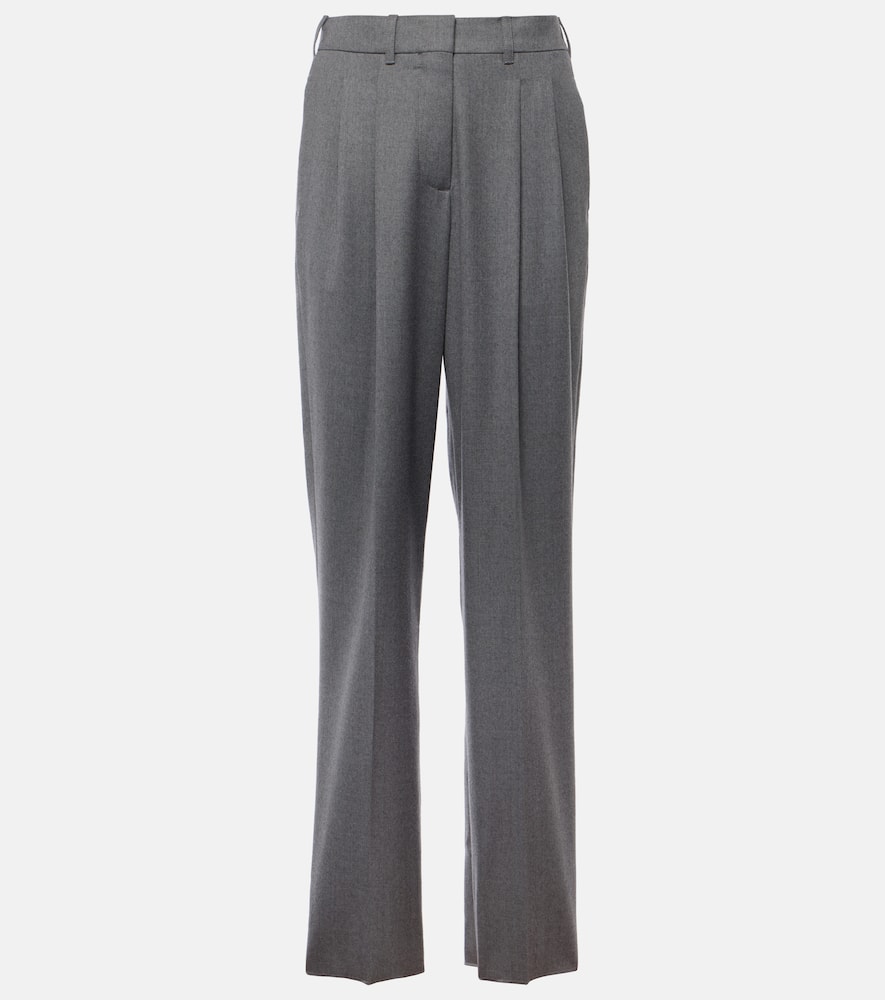 Wool flannel straight pants