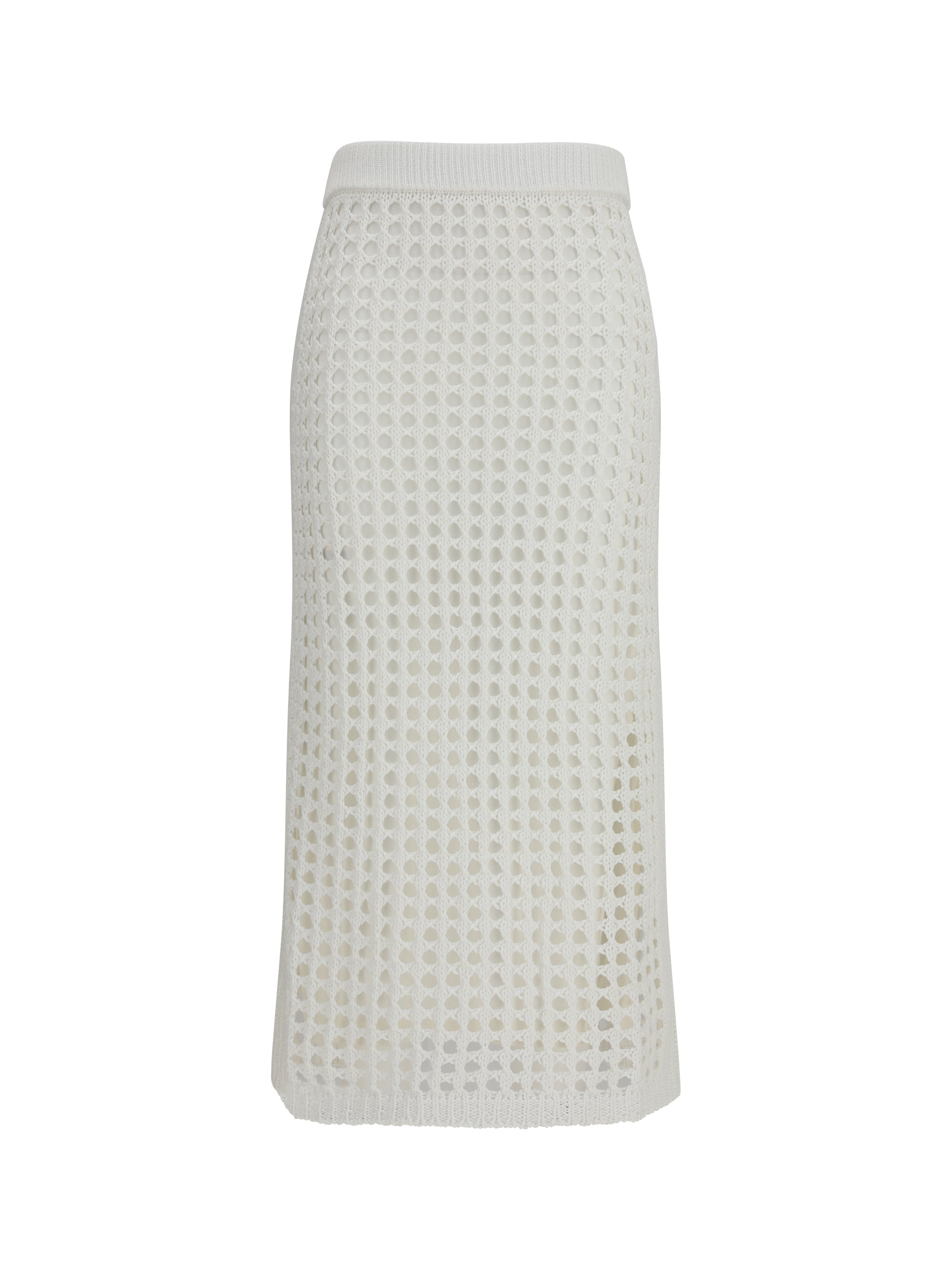 Cotton Mesh Skirt — White