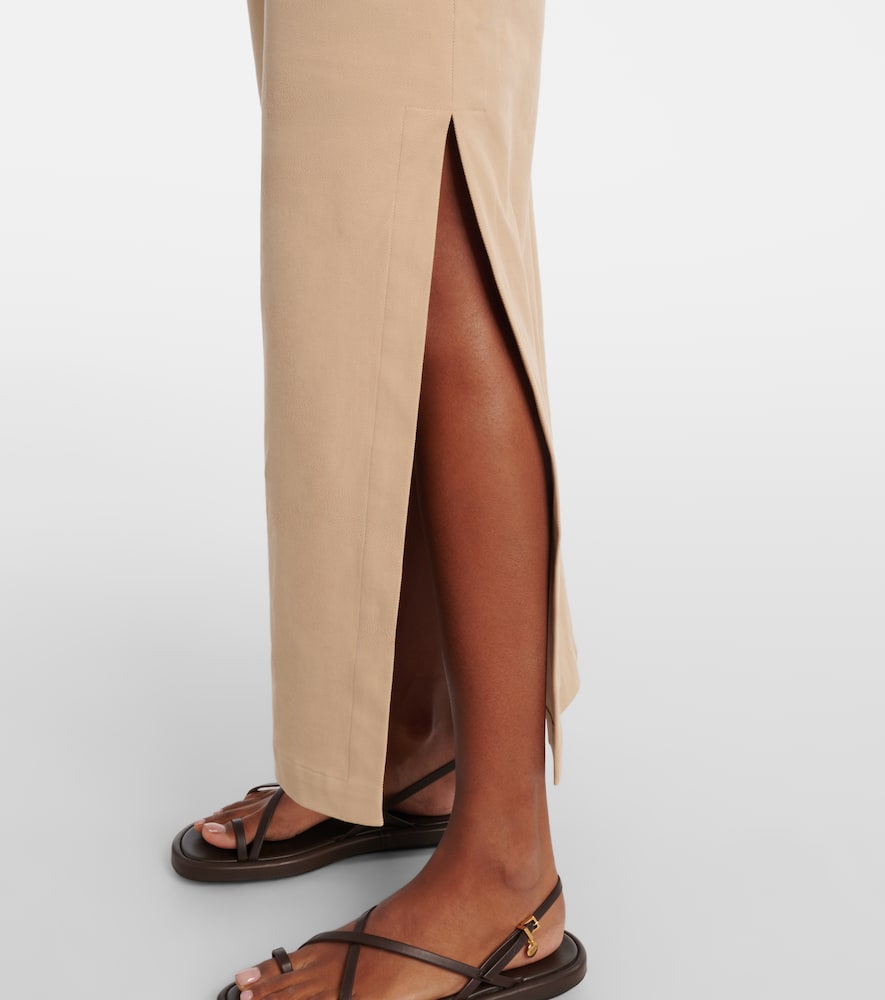 Cutout cotton-blend twill maxi dress