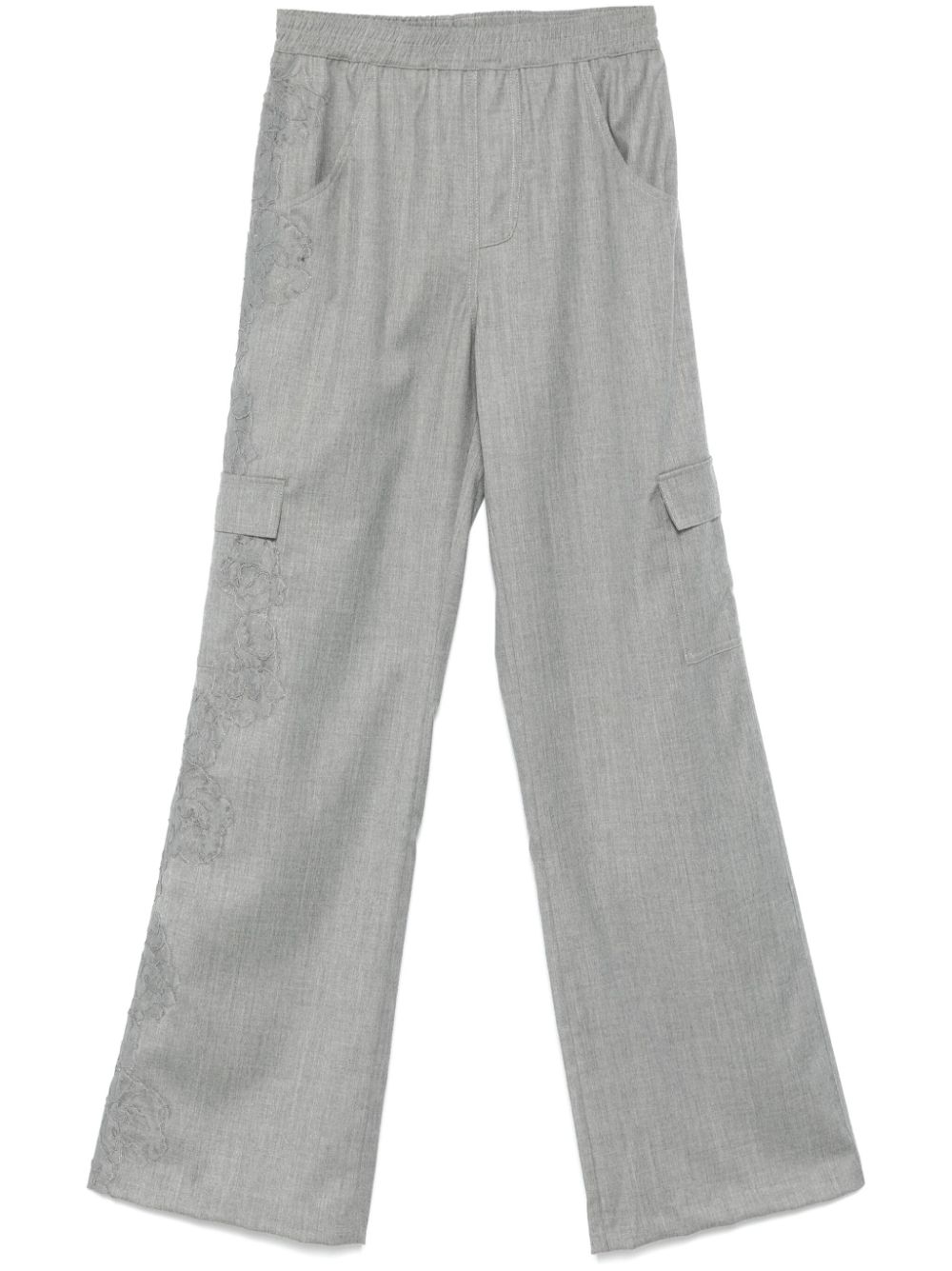 Lace-embellished trousers - Grey