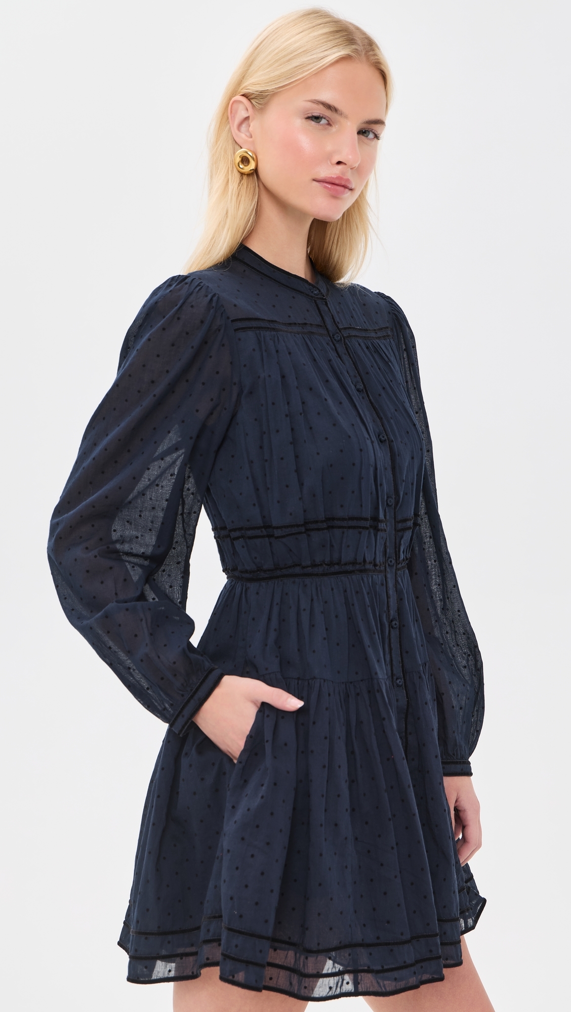 Lumi Long Sleeve Cotton Mini Dress Nightfall