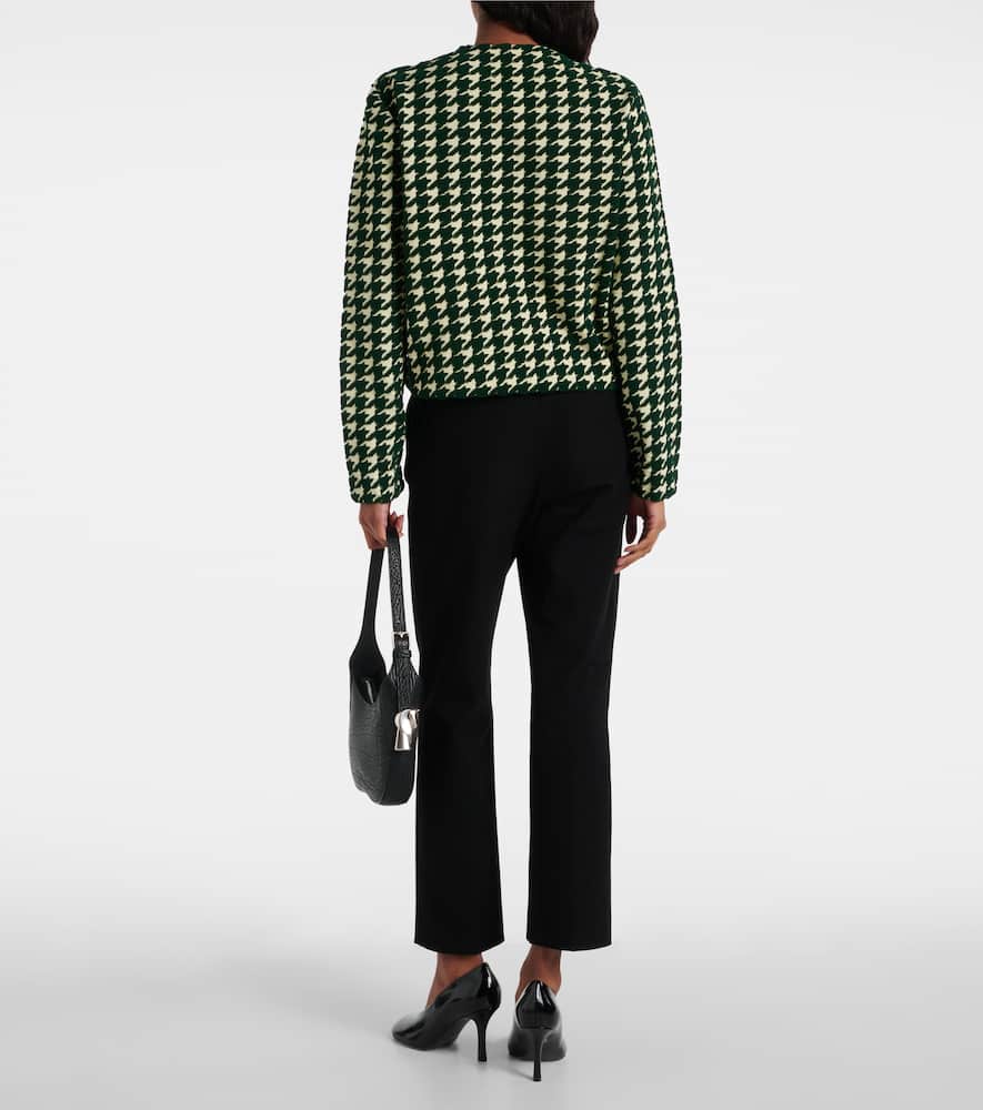 Houndstooth cotton-blend cardigan
