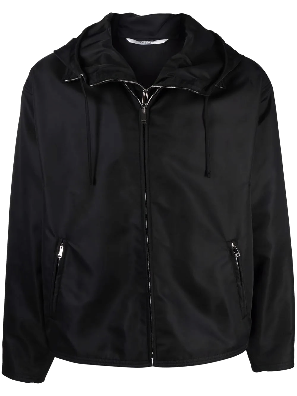 Dual Zip-Detail Hooded Jacket — Black