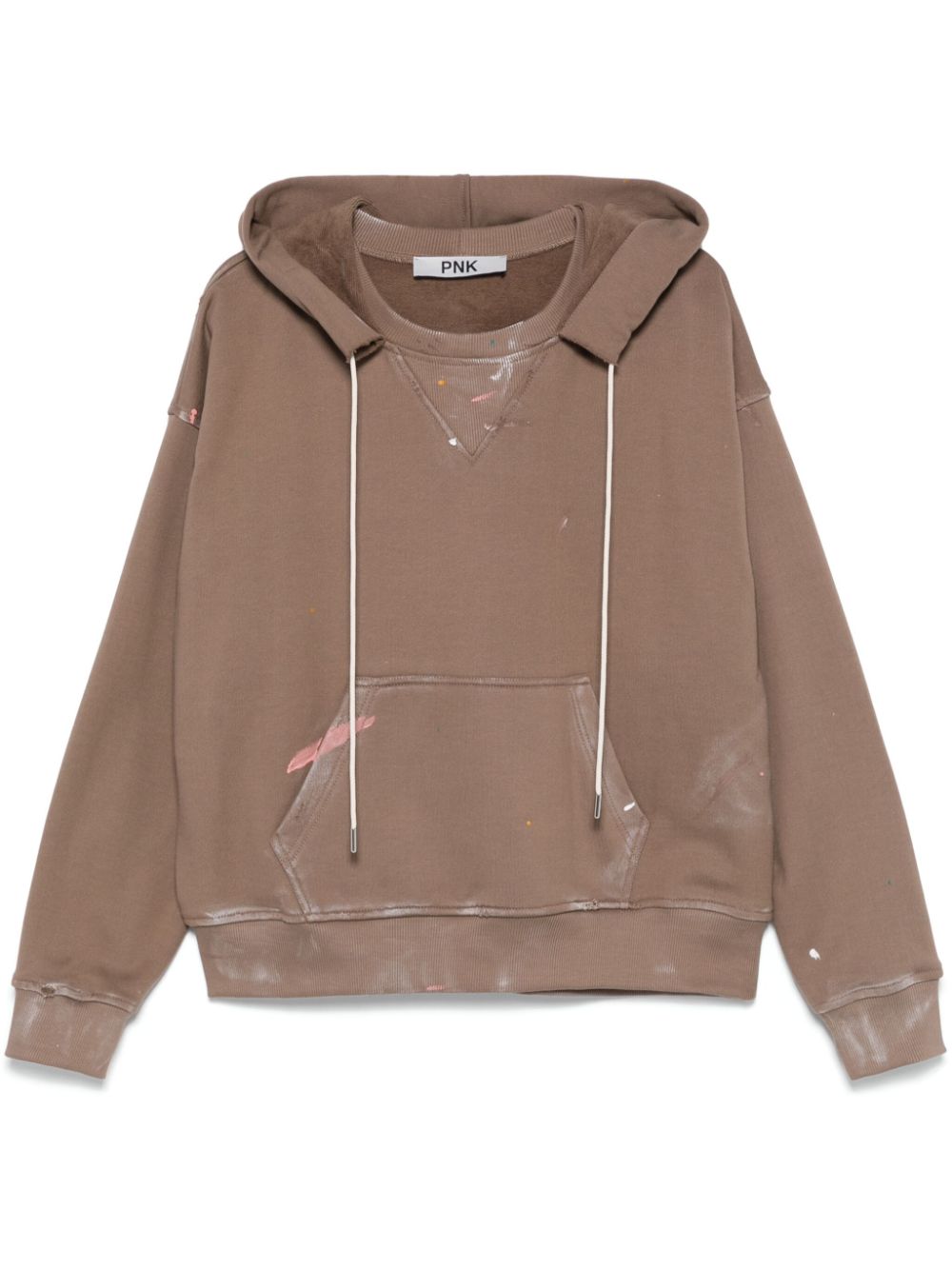 Paint splatter-detail hoodie - Brown