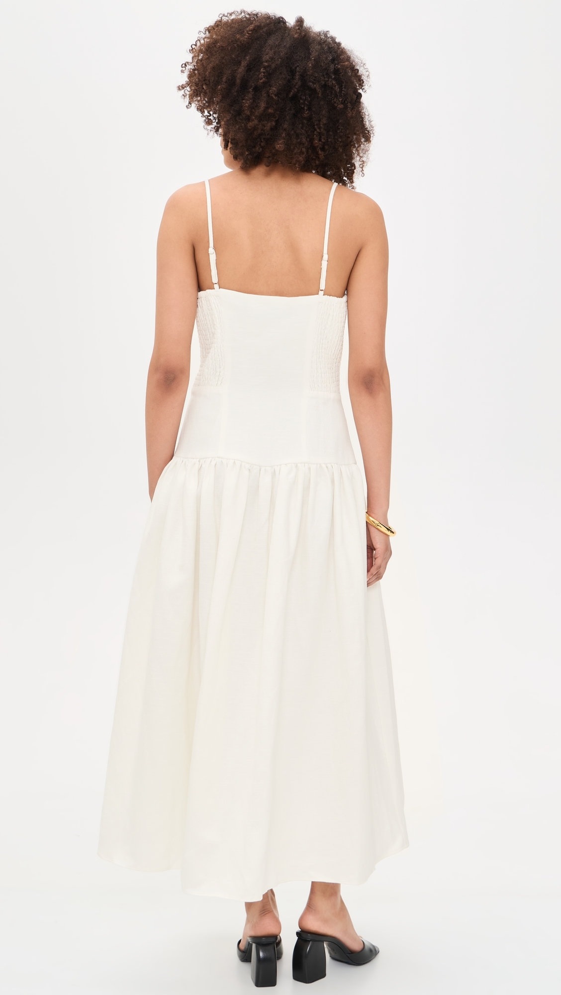 Linen Drop Waist Maxi Dress Ivory
