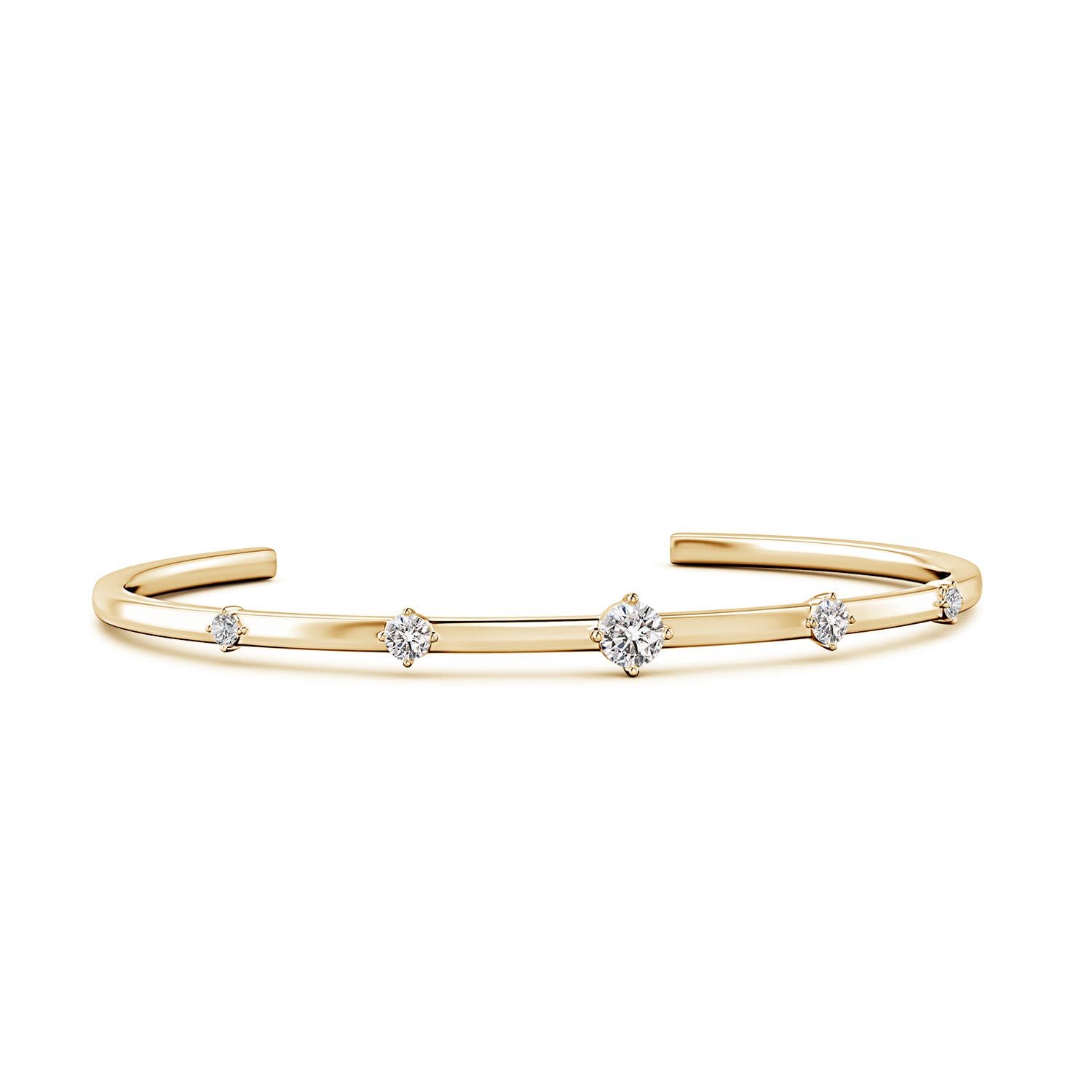 Angara 0.93 CTW Five-Stone Round Diamond Station Cuff Bracelet in 14K Yellow Gold