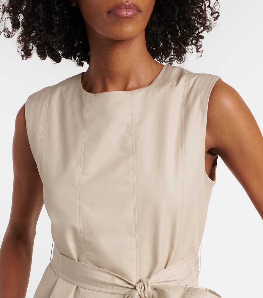 Amina pleated cotton midi dress