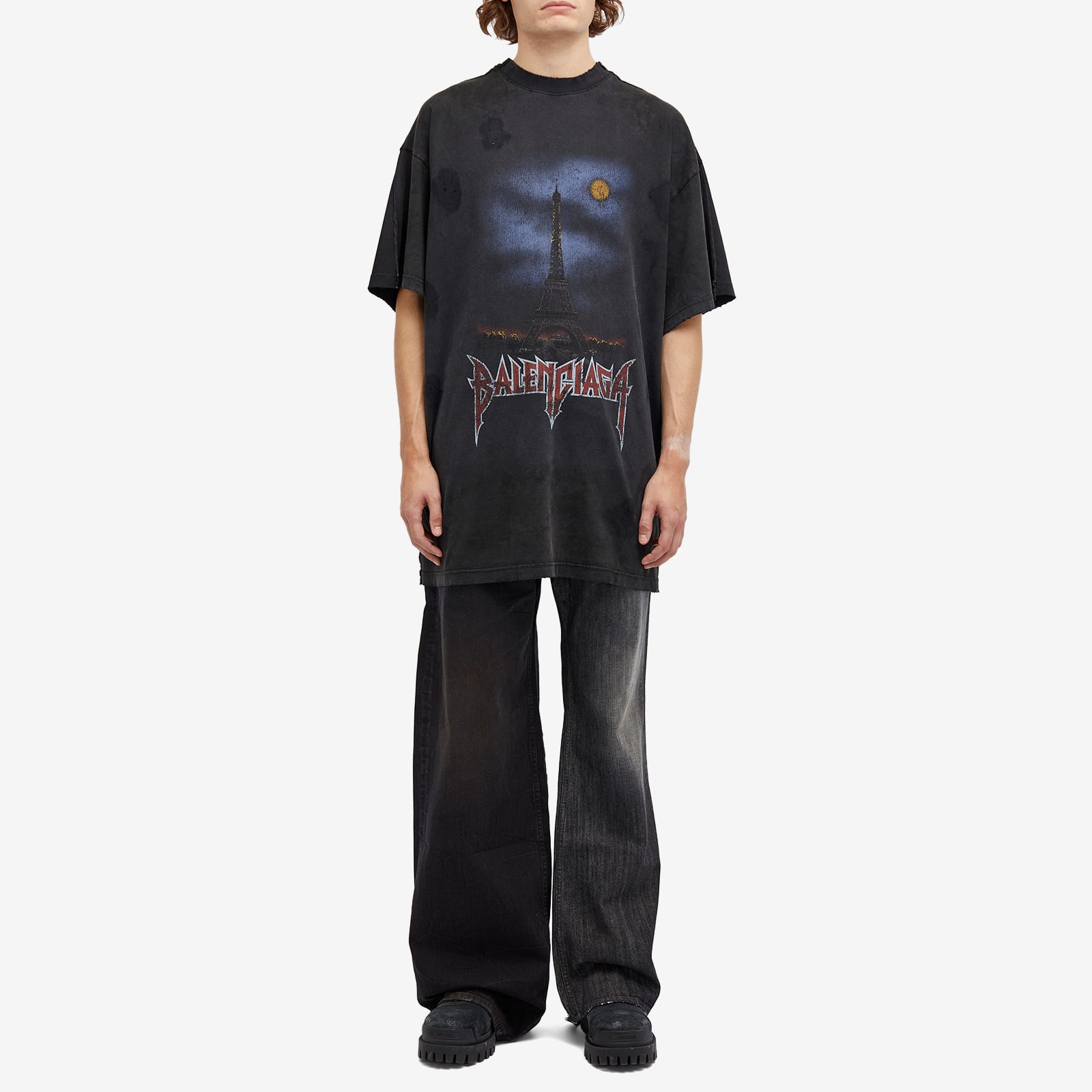 Men's Double Front T-Shirt in Wash Black