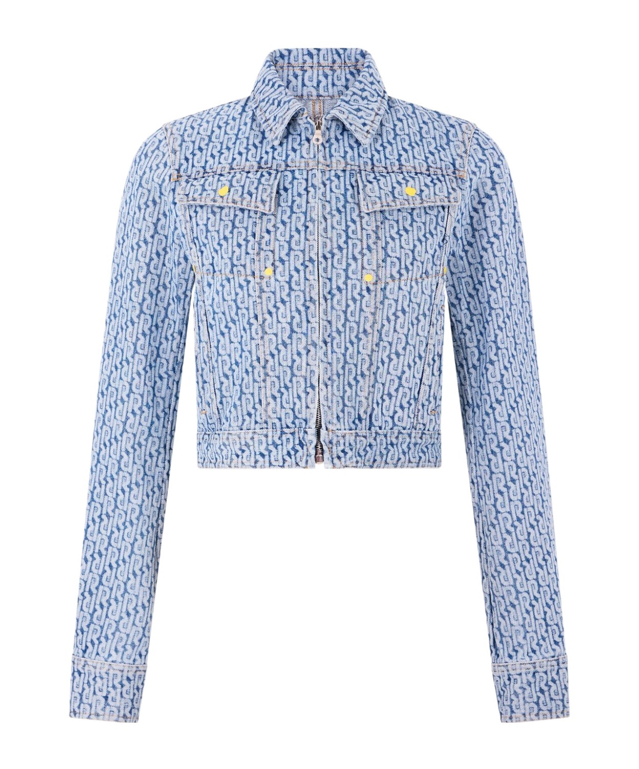 Monogram-pattern cotton denim jacket