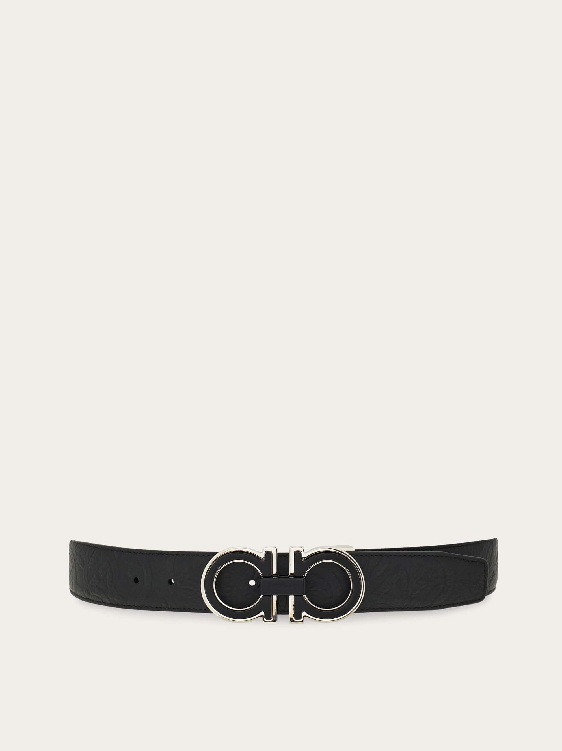 Men Reversible and adjustable Gancini belt Black