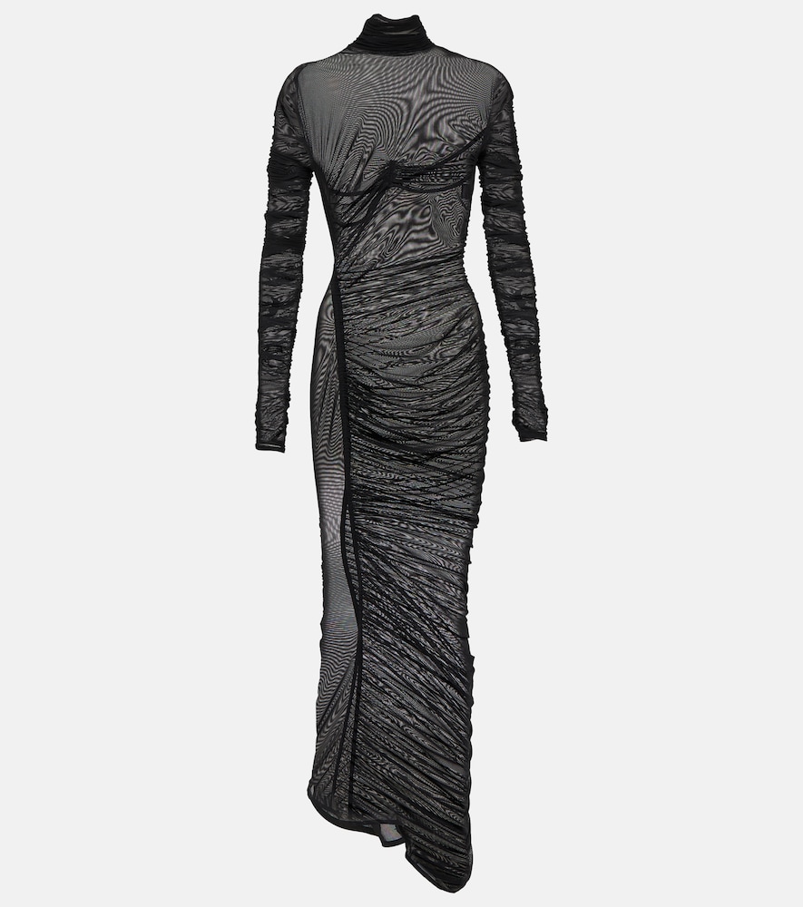 Ruched sheer maxi dress