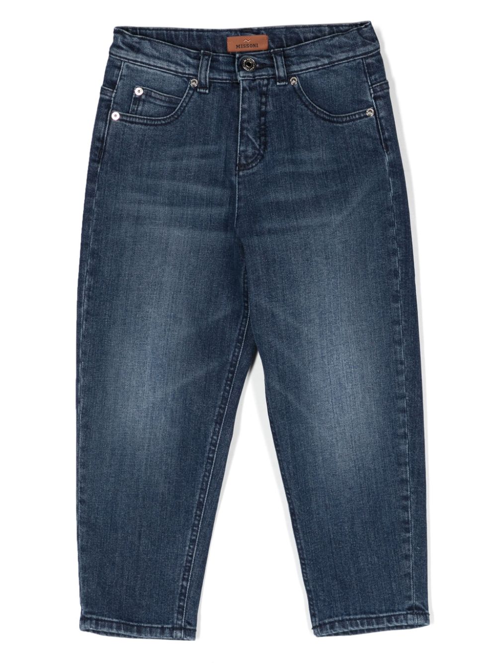 Tapered-leg cotton-blend jeans - Blue