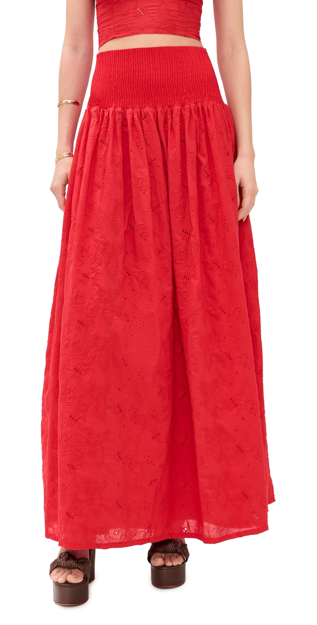 The Drift Skirt Koel Eyelet Bird Red