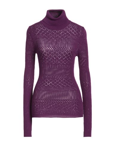 Woman Turtleneck Purple Size 2 Viscose, Polyester