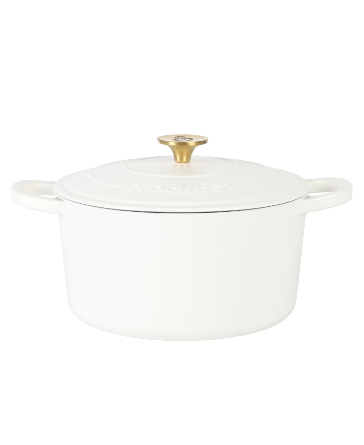 Crock Pot Artisan 7-Quart Round Dutch Oven - Matte Linen White W/ Gold Knob - Matte linen