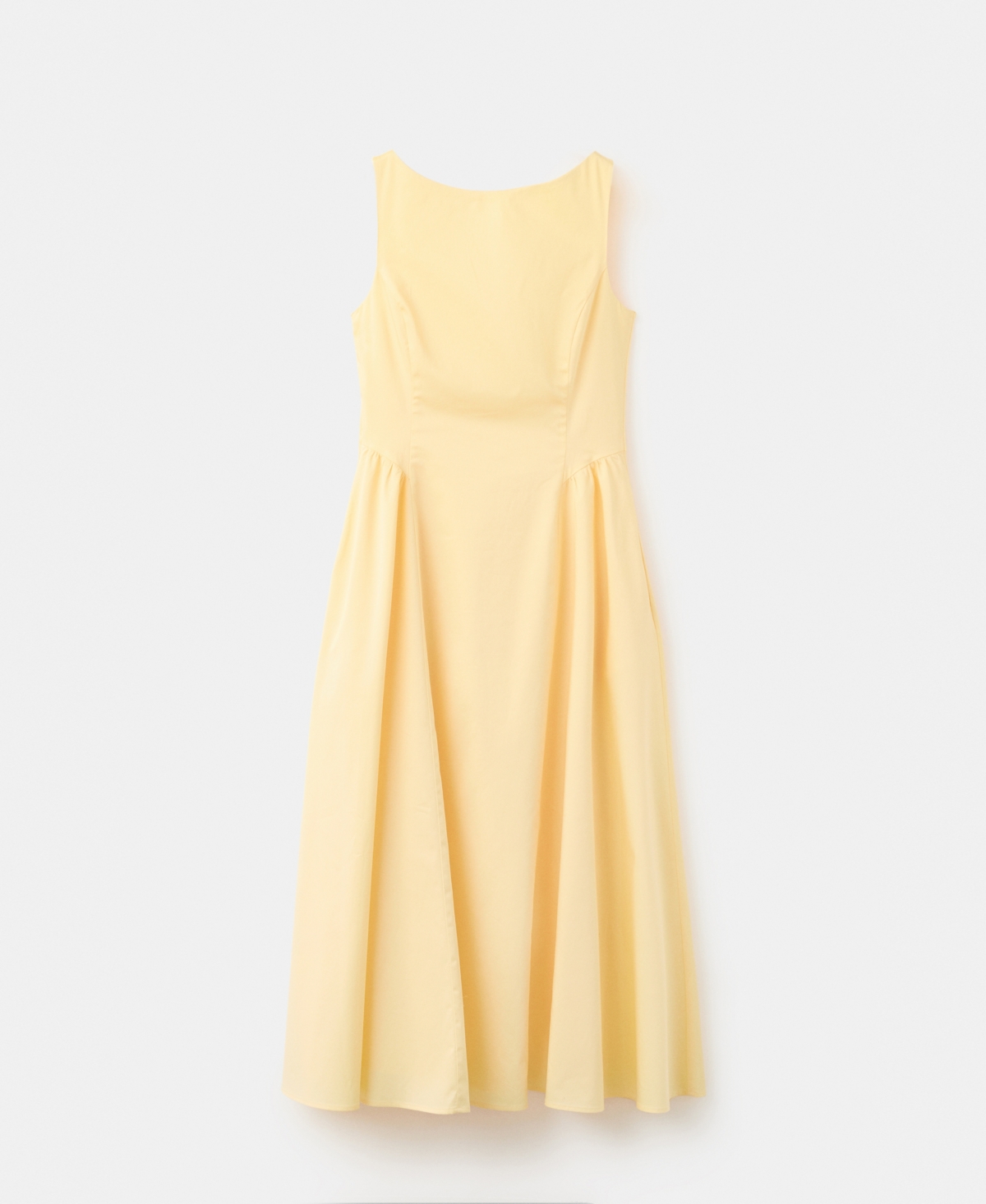 Women's Boat-Neck Ruched Dress - Pastel Yellow