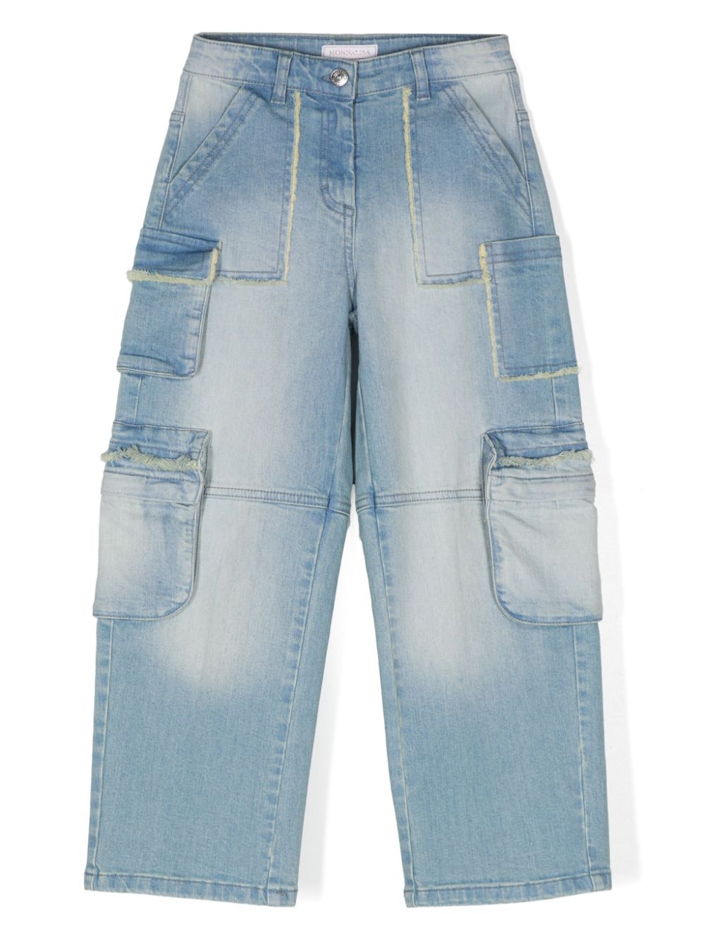 Frayed-detailing cargo jeans - Blue
