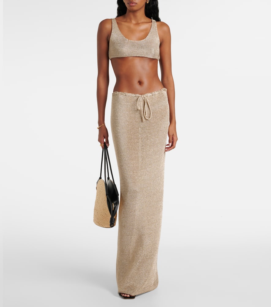Knitted lamé bra top