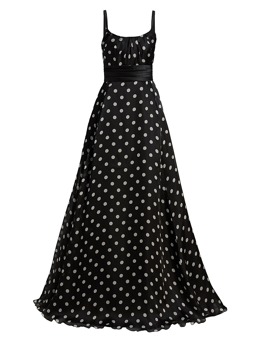 Women's Polka Dot Organza Ballgown - Black White