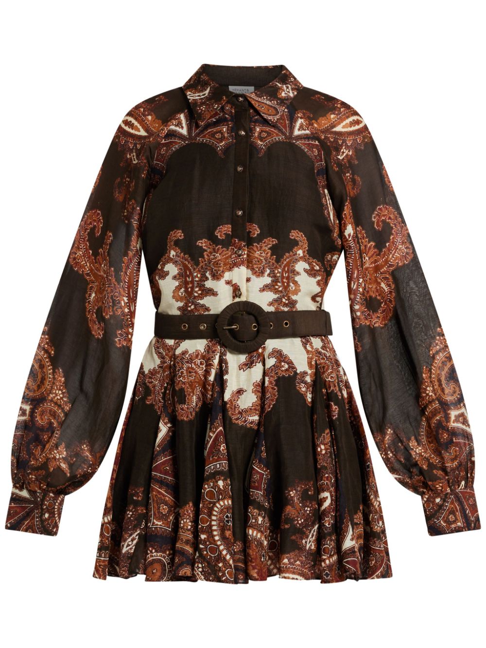 Paisley-print mini dress - Brown