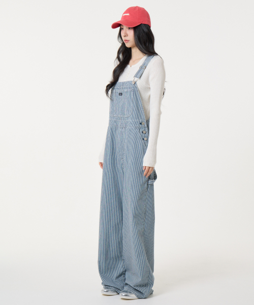 Striped oversized overalls blue