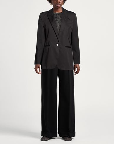 Woman Blazer Black Size 10 Cotton, Silk, Elastane