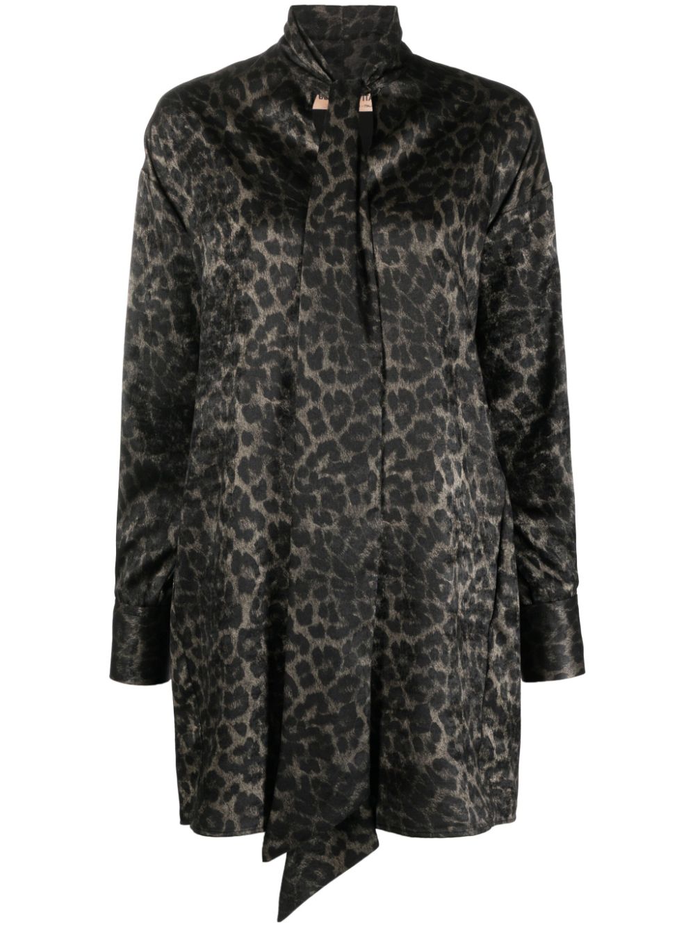 Leopard-print shirt dress - Brown