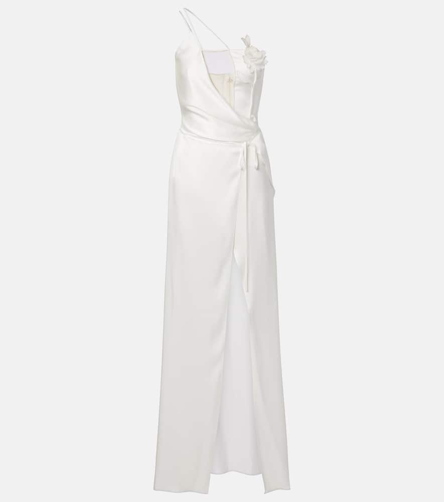 Floral-appliqué gown