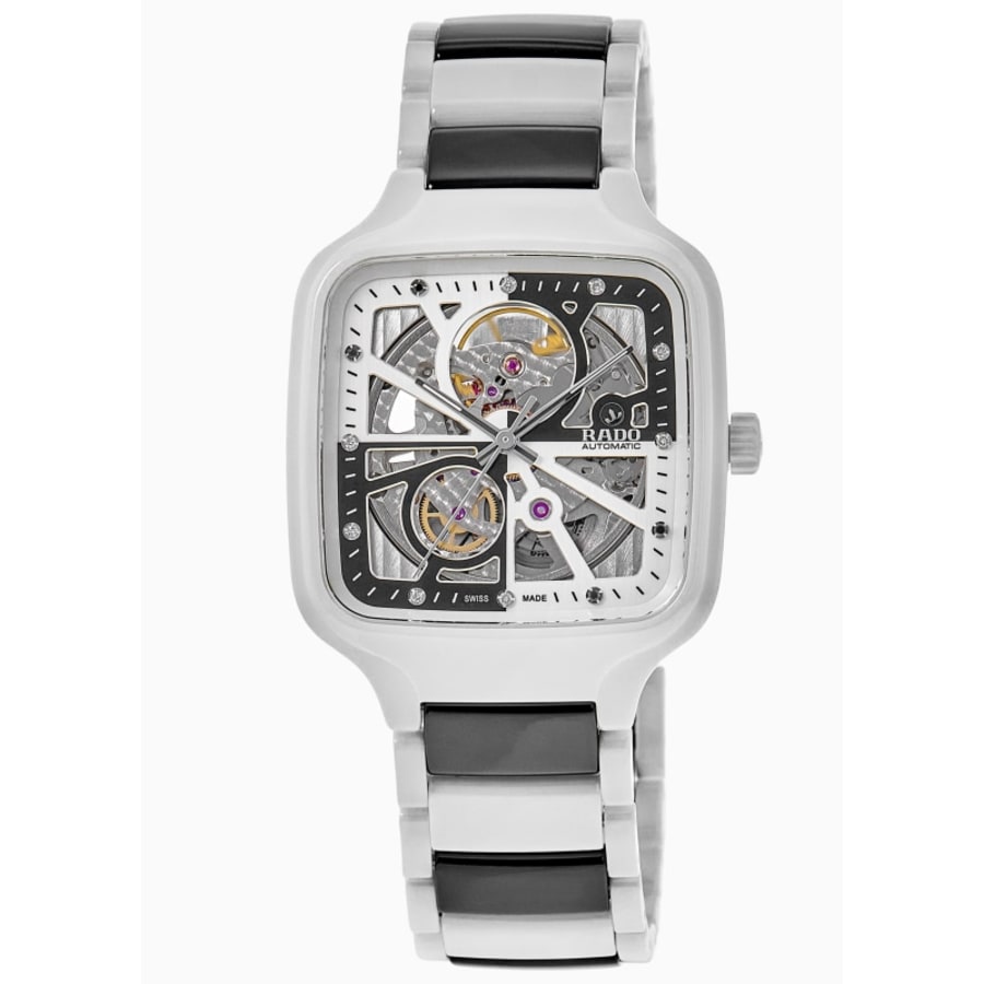 True Square Automatic Open Heart Diamonds Limited Edition Rhodium & Black Dial Two-Tone Ceramic Unisex Watch R27073752