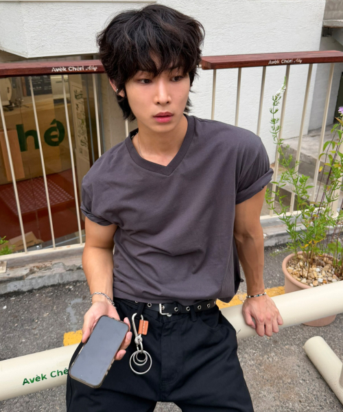 Crop V-Neck Short Sleeve T Shirt