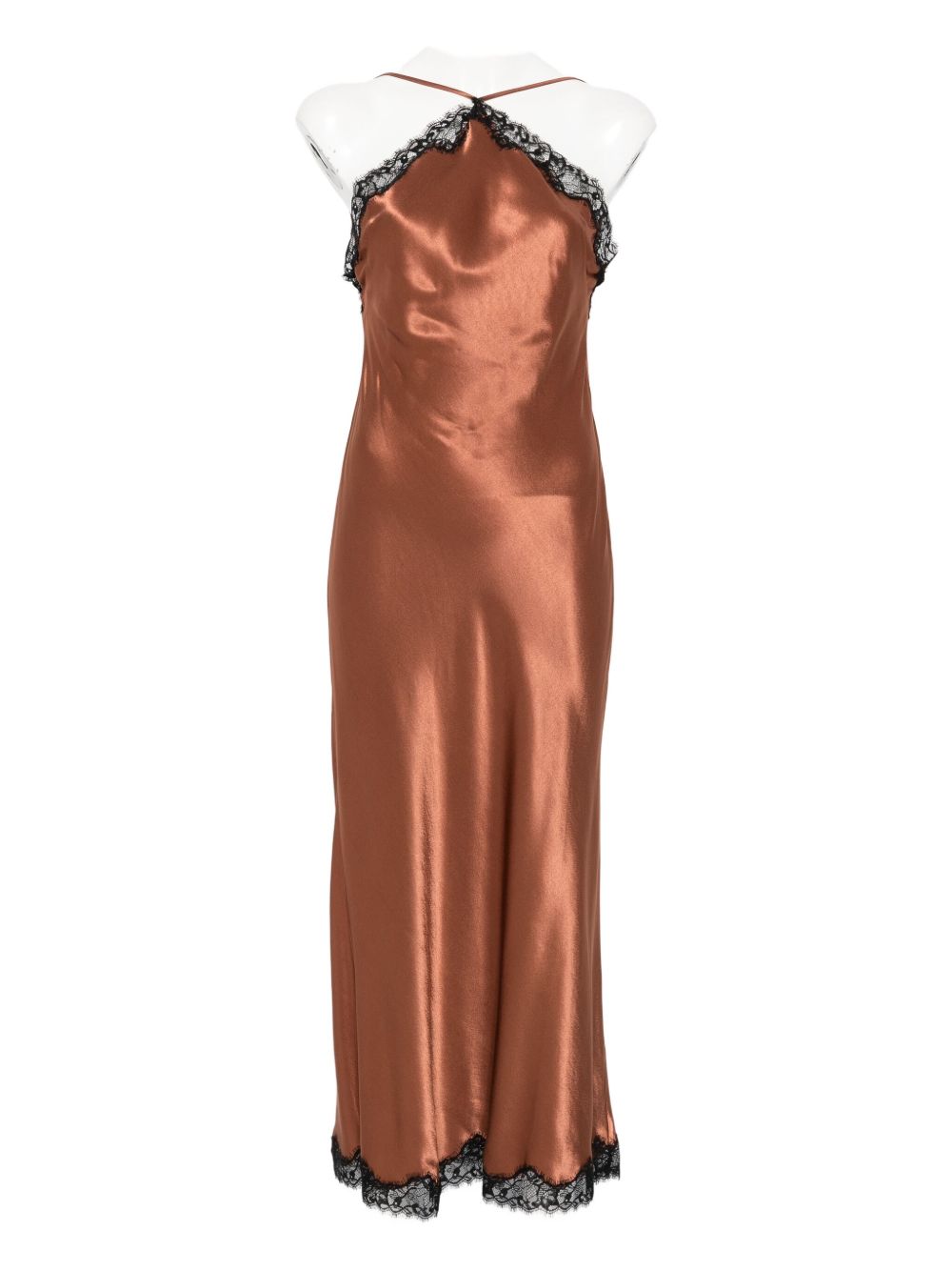 Harlan lace-trimmed slip dress - Brown