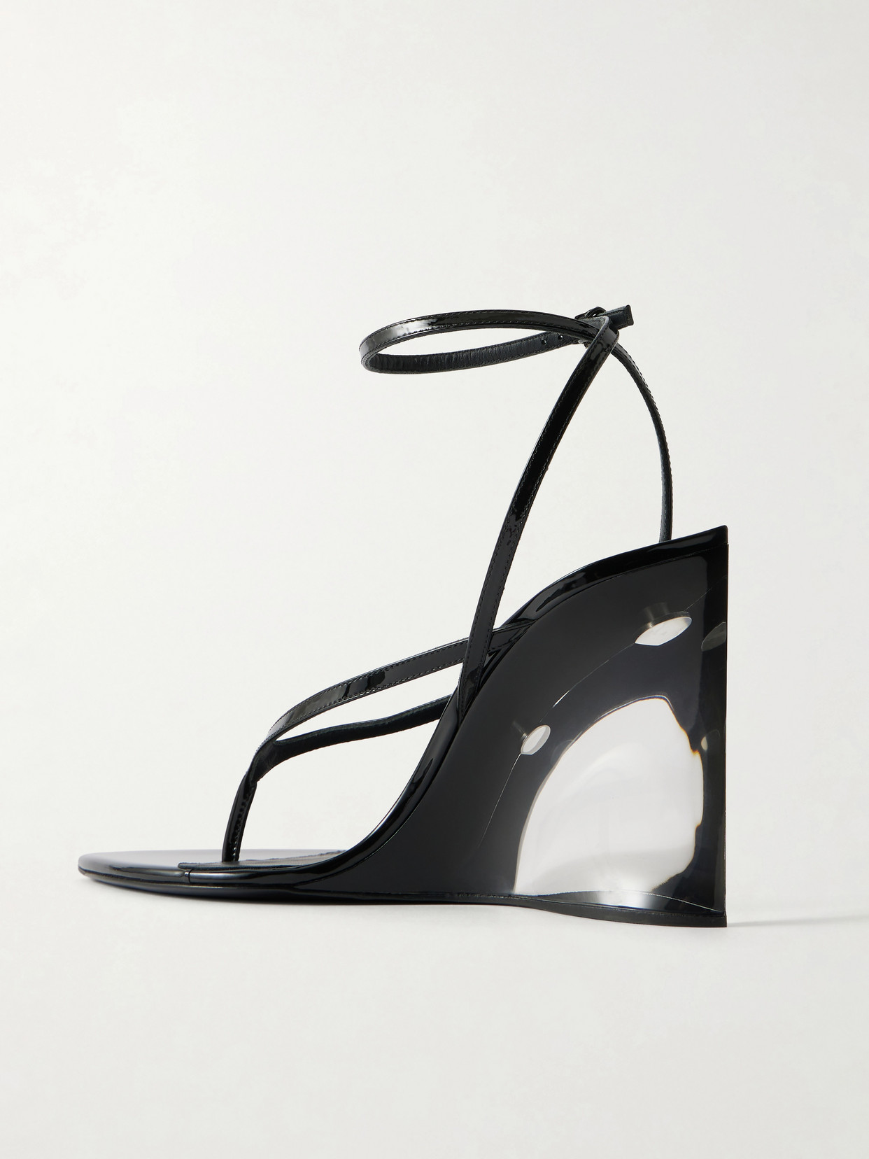 Tong 90 Patent-leather Wedge Sandals - Black