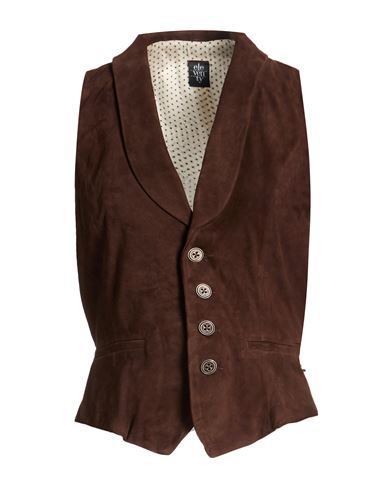 Woman Tailored Vest Dark brown Size 4 Goat skin
