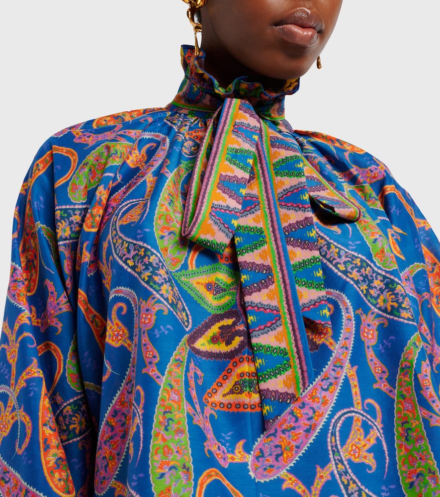 Printed cotton and silk twill blouse