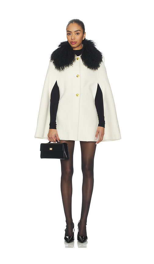 Susanna Chow Serina Cashmere Shearling Cape Coat in Cream. L. Also in