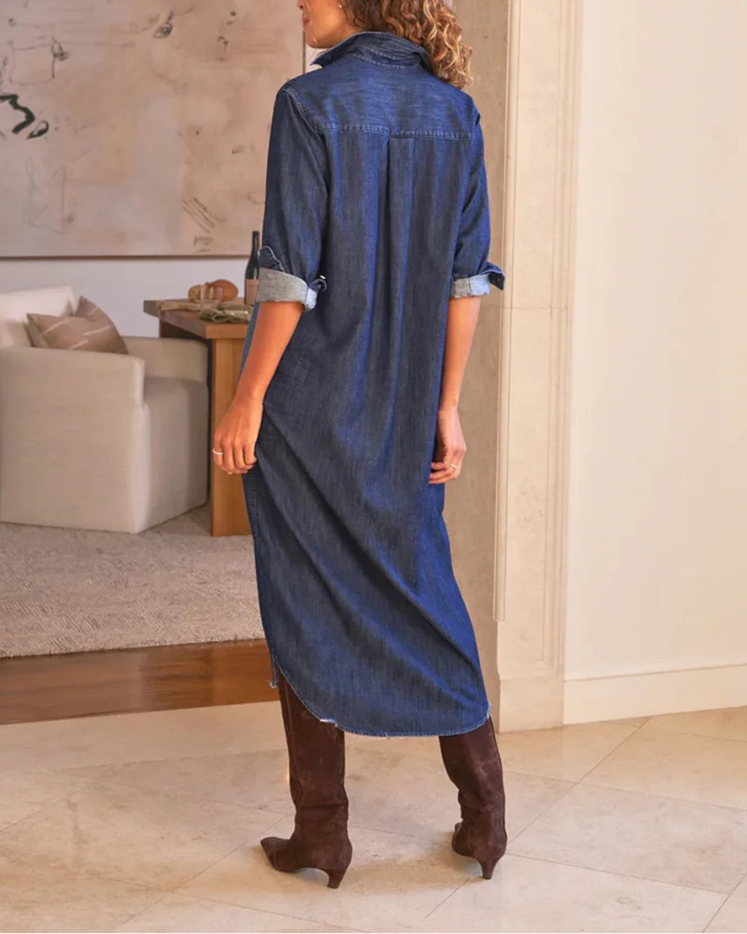Rory Maxi Shirtdress Vintage Dark Wash